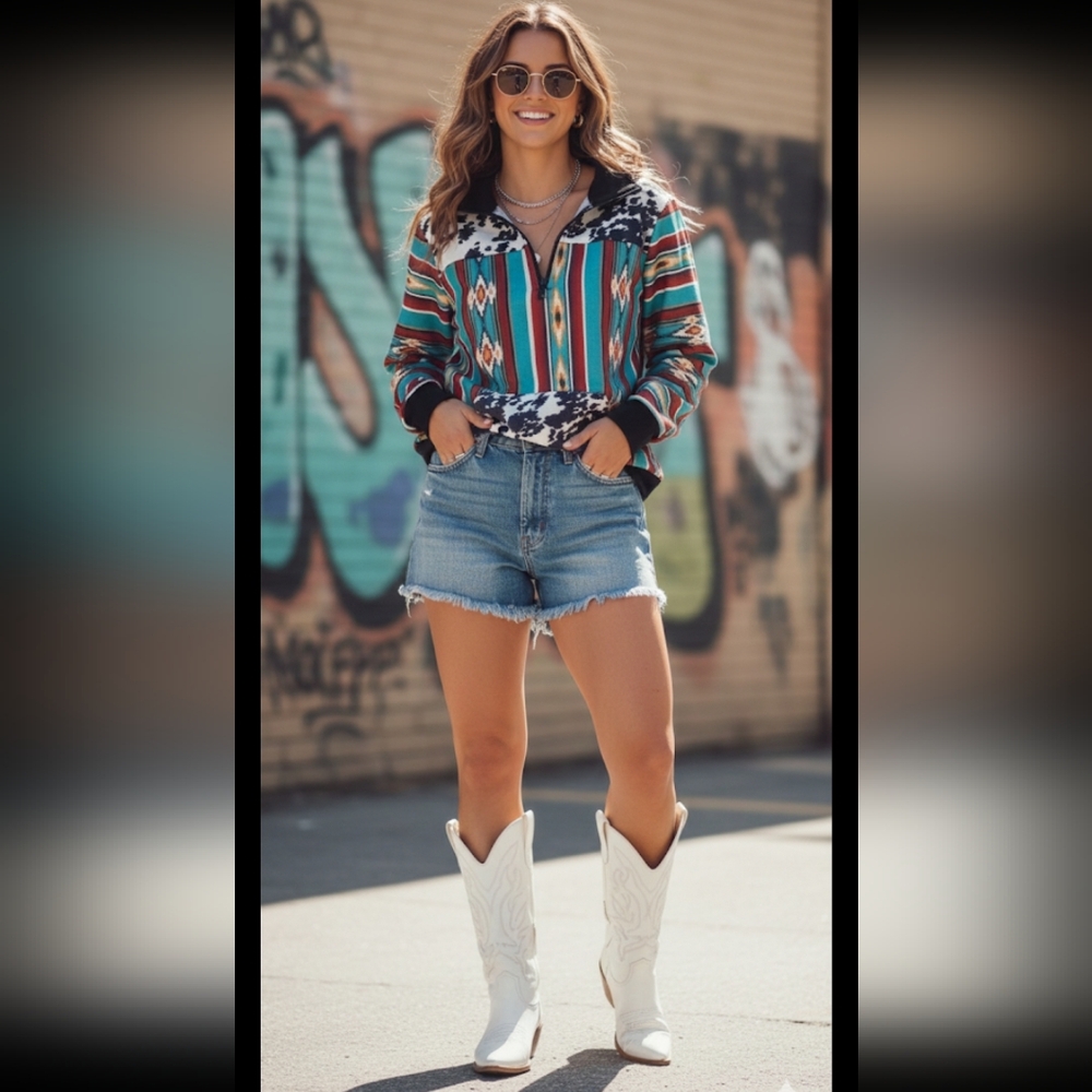 Crazy Train Pullover Womens Small Southwestern Az… - image 1